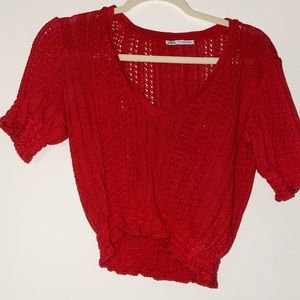 Zara red knit top